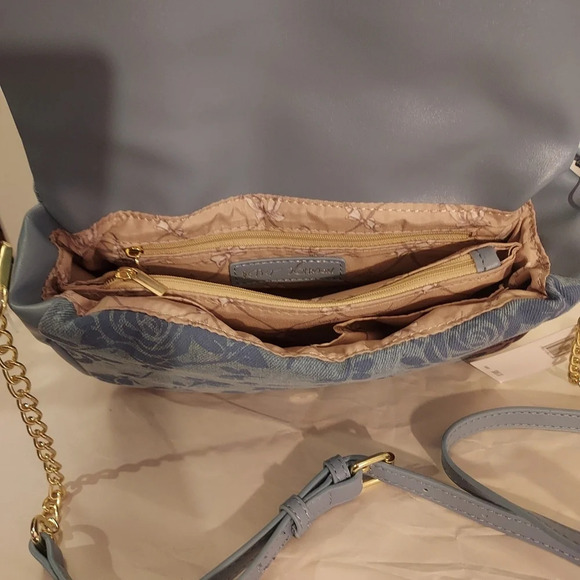 NWT Betsey Johnson Blue Denim Floral Xoleeroy Shoulder/Crossbody Purse - Picture 6 of 11